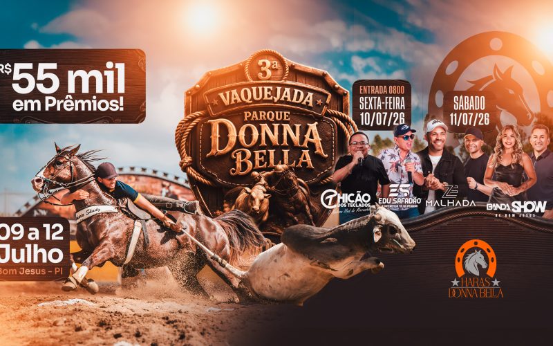 Segundo dia da 3ª Grande Vaquejada do Parque Donna Bella promete grandes disputas e uma noite de shows gratuitos